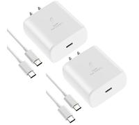 for 45W Samsung Charger Super Fast USB Type C Block PD PPS for Samsung Galaxy S22 Ultra Charger Plus S20 Tab S8 Plus Note 10 20 A53 A52 Z Fold Flip 3 4 6.6ft 5A Type-C Charging Cord 2Pack White