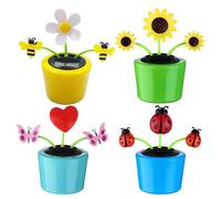 For 4pcs Solar Powered Dancing Bee Sunflower Toys Animated Bobblehead Dancer For Home Office