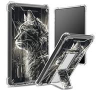 for 6" All-New Amazon Kindle 11th Generation 2022 Soft Case, Transparent Back with Badass Cat, Corner Protection Shockproof Cover with Hard Kickstand
