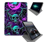 for 6" All New Kindle 10th Generation 2019 Release & Kindle Signature Edition E-Reader Case-360 Rotating Folding Stand Protective Cover with Auto Sleep/Wake,Bats Skulls Bones