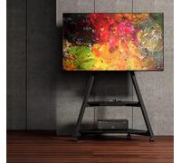 For 65~85 Inch Art TV Stand, Standing TV Stand with Open Shelf, Cable Management, Load 40kg (Black)