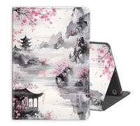 for 7" Kindle Paperwhite 12th Generation 2024&Kindle Colorsoft Signature Edition 2024 Protective Sleeves,PU Leather Folio Multi-Angle Stand Cover w/Auto Wake/Sleep,Peach Blossoms