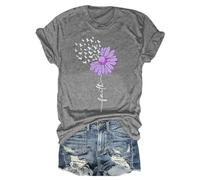 For A Consciousness Supporter T-Shirt for Women Slip-On Blouse with Elastic Band, gray, XL