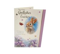 For A Dear Godfather Cute Rabbit Floral Design Easter Card