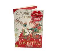 For a Dear Great Grandson Santa's Little Helper Christmas Card with Badge