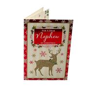 For A Dear Nephew Golden Reindeer Festive Design Christmas Card