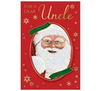 For A Dear Uncle Glitter Finished Santa Design Christmas Card