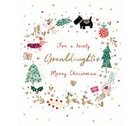 for A Lovely Granddaughter Xmas Wreath Foiled Christmas Greeting Card Xmas Cards X14634K