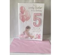 For A Lovely Sister On Your Birthday 5 Birthday Card Age 5 5th Five Girl Ballerina/Balloons 3D/Foil Detail(PRELUDE44316)