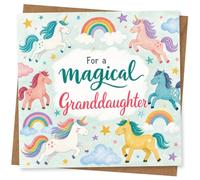 For a Magical Granddaughter Unicorn Birthday Card with Rainbows and Stars