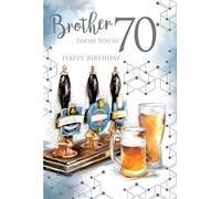 For A Special Brother 70 70th Today Beer Pub Happy Birthday Card Lovely Verse