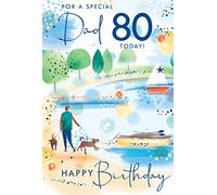 For A Special Dad 80 80th Today Lake Sailing Happy Birthday Card Lovely Verse
