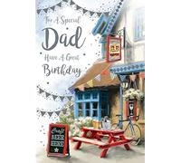 For A Special Dad Pub Beer Garden 9" x 6" Happy Birthday Card