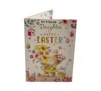 For A Special Daughter Teddy With Bunch Of Flower Design Easter Card