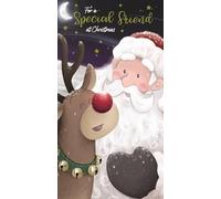 For a Special Friend at Christmas - Santa and Reindeer - Single Christmas Greeting Card (23x12cm) with Gold Foil Finish by Carte Blanche