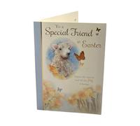 For A Special Friend Cute Lamb Floral Design Easter Card
