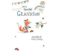 FOR A SPECIAL GRANDSON BIRTHDAY Fox Greeting Card