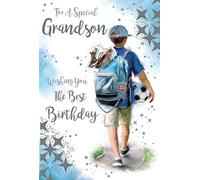 For A Special Grandson Football Boots Ball 9" x 6" Happy Birthday Card