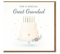 For a Special Great Grandad Birthday Card - Two-Tier Cake with Candles and Floral Detail