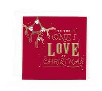 For a Special Male Family Member - Contemporary Foil Embossed Festive Merry Christmas Card for Him - 6"x6" - Charcoal Range (One I Love)