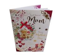 For A Special Mum Teddy Design 8 Page Insert Luxury Mother's Day Card