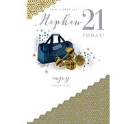 For A Special Nephew 21 21st Today Dumbbell Happy Birthday Card Lovely Verse