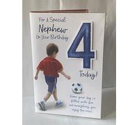 For A Special Nephew On Your Birthday 4 Today! Birthday Card Age 4 4th Four Boy Footballer 3D/Foil Detail(PRELUDE44311)