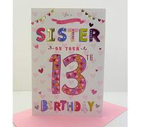 For A Special Sister Happy 13th Birthday Card - pink Balloons