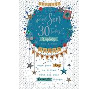 For A Special Son 30 30th Today Bunting Happy Birthday Card Lovely Verse