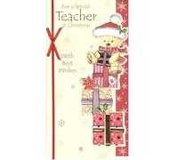 For a Special Teacher at Christmas Card, 12 x 22 cm, With Best Wishes