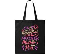 For A Wonderful Mother On Mother's Day Natural Ecological Cotton Tote Bag Black