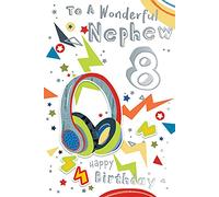 for A Wonderful Nephew 8th Age 8 Headphones Happy Birthday Card