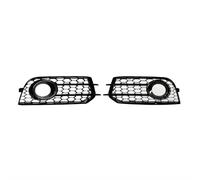 For A1 8X 2010-2014 8X0807681A 8X0807682A Car Fog Light Lamp Cover Honeycomb Mesh Hex Front Grille Front Fog Light Grilles(Gloss black)