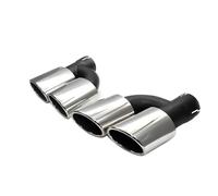 For A4 B8 B9 A5 A6 C7 C8 A7 Upgrade For S4 S5 S6 Style Stainless Steel Muffler Tailpipe 58mm Inlet Quad Exhaust Tips 2pcs(Silver)