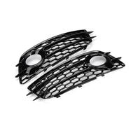 For A4 B8 S4 2008-2012 HONEYCOMB Grille 8K0807681C 8K0807682C 2X Front Bumper Fog Light Lamp Grill Cover Mesh Front Kidney Grille(Glossy Black)