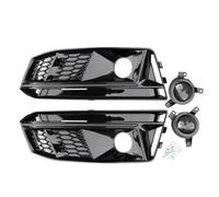 For A4 B9 2017 2018 2019 2PCS Style Racing Grille Glossy Black Front Bumper Fog Light Grills With ACC Accessories PYPFQUMQGR(8)