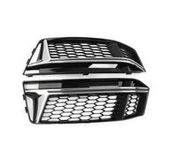 For A4 B9 S-Line S4 2016 2017 2018 Glossy Black 1 Pair Car Front Bumper Fog Light Grille Cover Honeycomb Mesh Grill IPEVMLZ(Chrome)