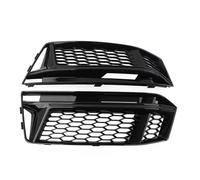 For A4 B9 S-Line S4 2016 2017 2018 Glossy Black 1 Pair Car Front Bumper Fog Light Grille Cover Honeycomb Mesh Grill IPEVMLZ(BLACK)