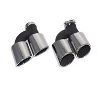 For A4 For A5 For A6 For A7 Up To S4 S5 S6 S7 2019-2022 2pcs/set Dual Out Stainless Steel Car Rear Exhaust Pipe Black Muffler Tip 60mm Nozzle Car Exhaust Tailpipe(Silver)