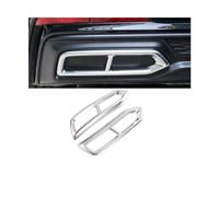 For A6 C8 2019 2020 2021 2022 Car Styling Chrome Exterior Accessories Tail Pipes Exhaust Pipe Silencer Frame Sticker(Silver,B)
