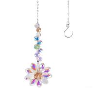 For AB for crystal Rainbow Maker Wind Chime, 28cm Elegant Floral Sun Catcher Pendant for Wedding Party Garden Home Decor(AB Color)