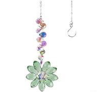 For AB for crystal Rainbow Maker Wind Chime, 28cm Elegant Floral Sun Catcher Pendant for Wedding Party Garden Home Decor(Green)