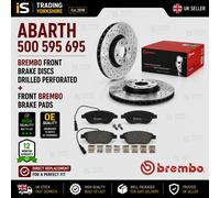 FOR ABARTH 500 595 695 BREMBO FRONT BRAKE DISCS DRILLED PERFORATED + BRAKE PADS