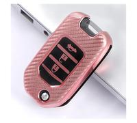 For Accord CRV Civic Jazz Jade Fit HR-V Pilot Odyssey Car Folding Key Case Cover Bag Protective Shell Fob Keychain(Pink case)