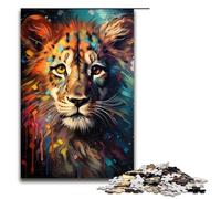 for Adults 1000 Colorful Psychedelia of Cute Cosmic Lions Jigsaw Puzzles for Wood Jigsaw Christmas Puzzle Gifts 75x50cm