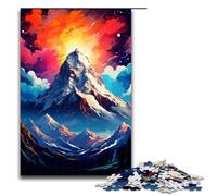 for Adults 1000 Mountain Peak Is Surrounded by SplattersLots of Color Jigsaw Puzzles for Wood Jigsaw Christmas Puzzle Gifts 75x50cm