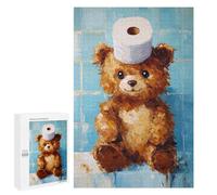 for Adults 1000 PCS Jigsaw Puzzle Bathroom Bear with Toilet Paper Jigsaw Puzzles for Adults Staycation Kill Time Every Piece Is Unique - Great Gift for Gaming 1000 PCS