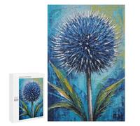for Adults 1000 PCS Jigsaw Puzzle Blue Echinops Flower Painting Jigsaw for Adults Relaxing Games For Family Fun Challenging Game Gifts 1000 PCS