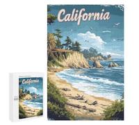 for Adults 1000 PCS Jigsaw Puzzle California Beach Coastline Travel Poster Puzzle for Adults Family Game Precision Cutting Fun Activities at Home 1000 PCS