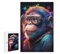 for Adults 1000 PCS Jigsaw Puzzle Chic Monkey with Glasses Jigsaw Puzzles for Adults Staycation Kill Time Every Piece Is Unique - Great Gift for Gaming 1000 PCS